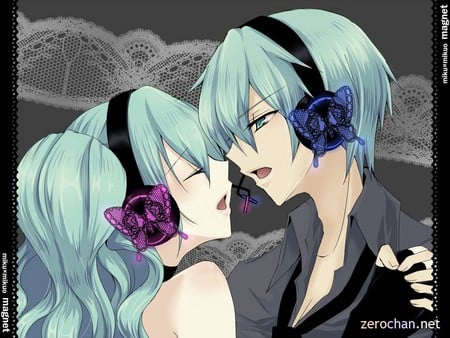 Miku and Mikuo - anime, hatsune miku, vocaloids, mikuo