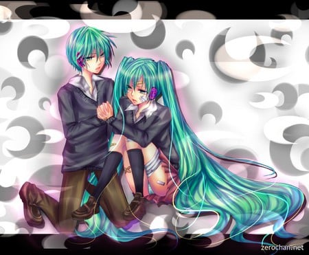 Miku and Mikuo - hatsune miku, anime, mikuo, vocaloids