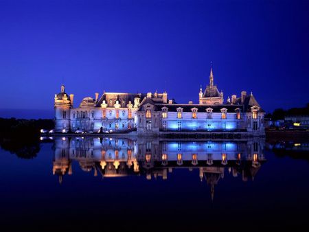 CASTLE ON RIVERS EDGE - skyline, water, beautiful castle, art, lake, gorgeous, reflection, castle, painting