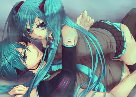 Miku and Mikuo - hatsune miku, anime, mikuo, vocaloids