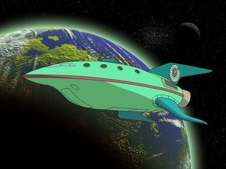 Futurama - space, earth, future, ship