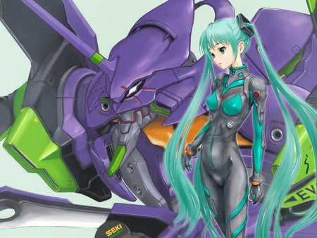 Evangelion miku crossover - anime, music, show