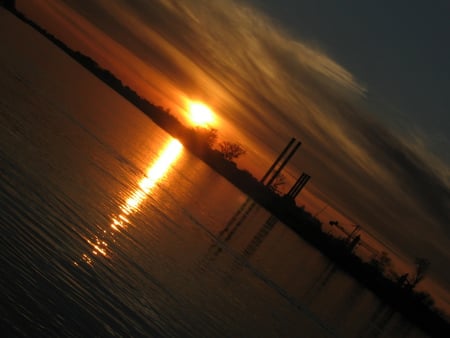 on the horizon - night, sanset, sea, clouds