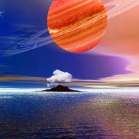 Saturn over the sea