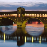 Covered Bridge Over The Ticino River