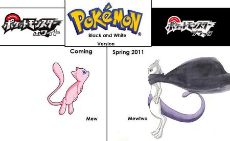 Pokemon Black And White Mew and Mewtwo - white, mew, pokemon, mewtwo, black