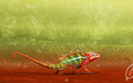 Animals Art - colorful, animal, reptile, wallpaper hd, animals art, chameleon