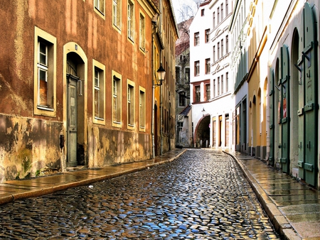 Wet streets in Gorlitz - wet, streets, gorlitz