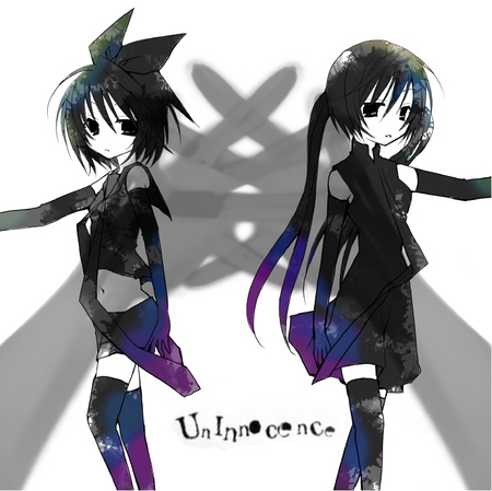 UnInnocence - anime, crossing, hatsune miku, black, hands, white, uninocence, innocence, vocaloids