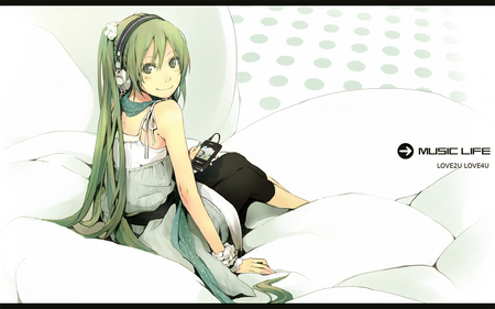 Hatsune Miku - black, anime, white, ipod, pillows, hatsune miku, vocaloids