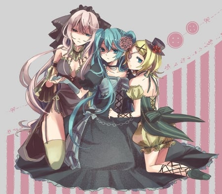 Hatsune Miku, Megurine Luka, and Kagamine Rin