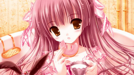 Doughnut  - anime, doughnut, girl, pink