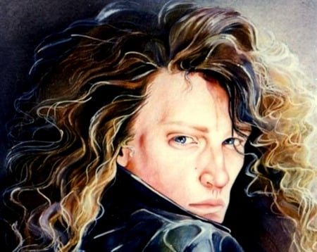 Jon, The 80's - portrait, eighties, painting, jon bon jovi