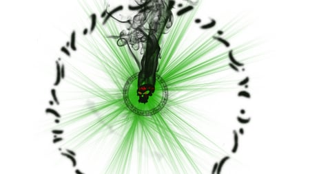 skull & runes - skull, smoke, green, rune, arcane, black