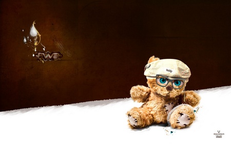 Teddy - alone, bear, teddy, goggles