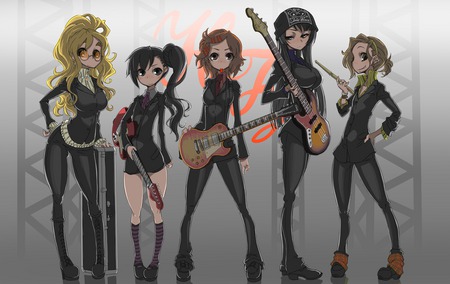 Anime - tainaka-ritsu, guitar, k-on, kotobuki-tsumugi, hirasawa-yui, anime, akiyama-mio, nakano-azusa