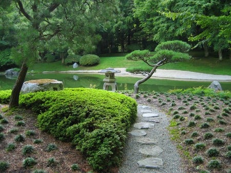 Lovely garden - trees, green, grass