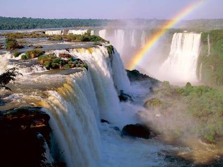 waterfalls with rainbow