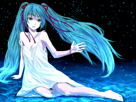 Miku Hatsune - vocaloid, miku, blue, twintail, hatsune, long hair