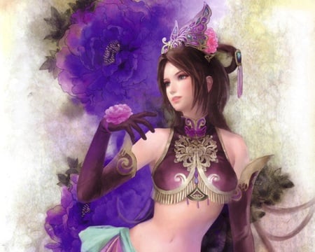 Diao Chan - princess, beauty, nice, hot, magic, anime girl, fantasy, purple, pretty, anime, oriental, cute, maiden, sexy, girl, magical, beautiful, chinese, flower