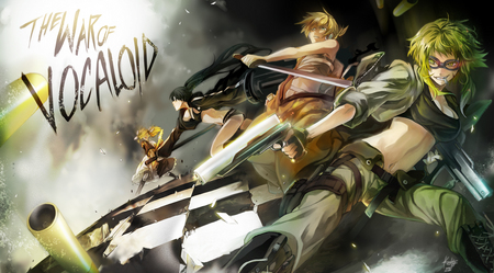 The War of Vocaloid - girls, sexy, kagamine rin, kuroi mato, vocaloid, boy, anime, gumi, cute, kagamine len, black rock shooter