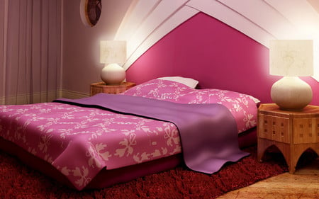 Interior Bedroom - luxury, home, pink, room decor, house, bedroom, elegant