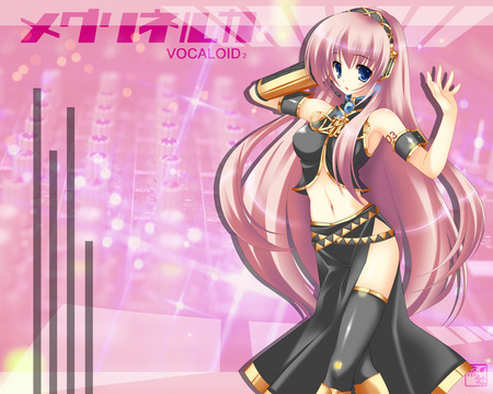 Megurine Luka - megurine luka, background, pink, sexy, vocaloid, anime