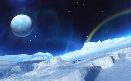 Space Rainbow - ice, rainbow, iceburgs, cold, astonomy, planet