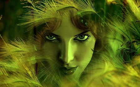 Jungle Woman - jungle, fantasy, woman, green