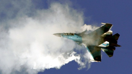 Su-30 Flanker (flying backwards?,no :))