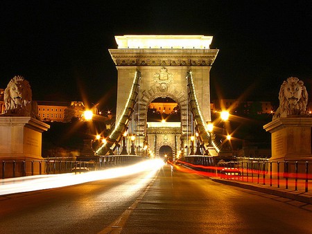 Chain Bridge in Budapest  - at night, picture, beauty, architectural