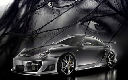 Fast Car and Girl - fast, cars, black, girl