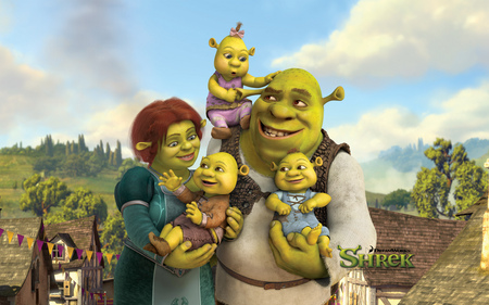 Shrek Forever After - 4, shrek4, shrek, forever, donkey, fiona, baby, cat