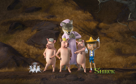 Shrek Forever After - wolf, shrek4, forever, three blind mice, 4, shrek, 3 pigs, pinocchio