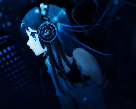 Lost in sound - cute, headphones, listen, blue