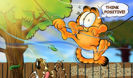 Stay Positive - comic, garfield, cartoon, funny, cat