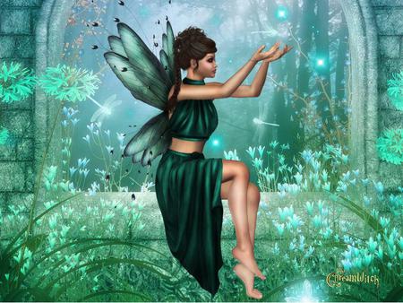 Fairy - abstract, fairy, flowers, fantasy, tress