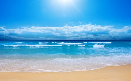 BLUE BEACH - blue, beach, SKY, WAVES, OCEAN