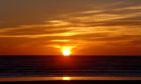 beautiful sunset - golden orange, sky, ocean, sunset