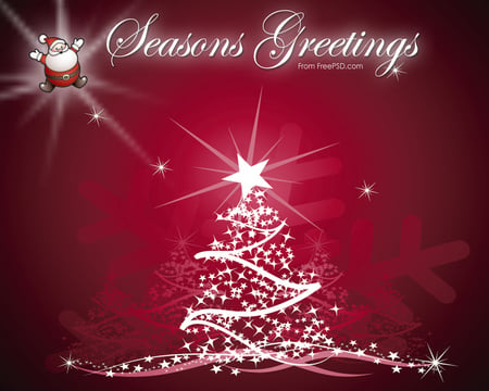 Seasons Greetings - sparkles, christmas tree, santa claus, shining star