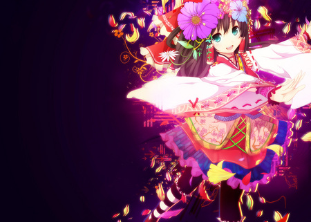 Shrine Maiden who Protects Dream and Tradition - flower, hakurei, touhou, reimu, japanese clothes, miko, girl