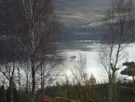 The Mystery - general wades road, trees, ripples, light, loch ness