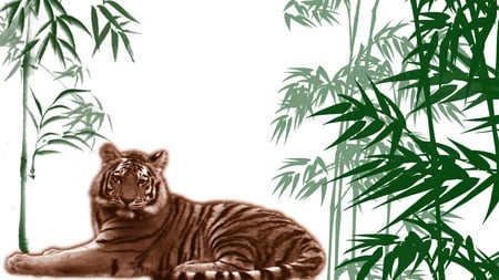 Tiger Rest - bamboo, tiger, firefox persona, widescreen, abstract