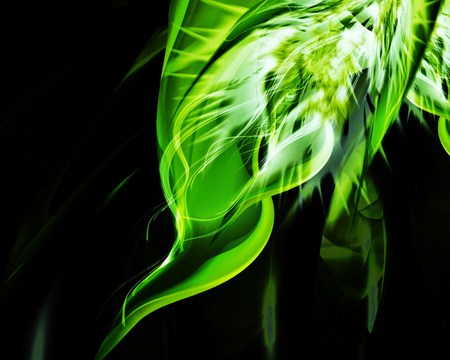 Abstract leaf - abstract, black, green