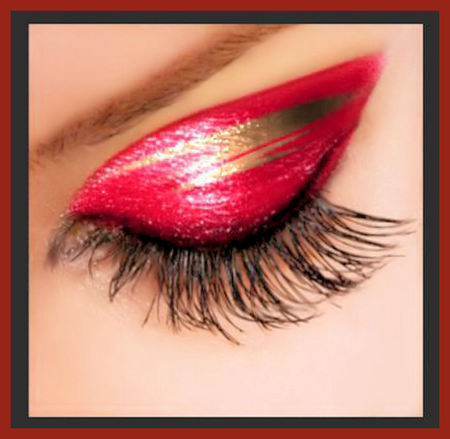 The golden eye - lash, woman, red, gold, eye