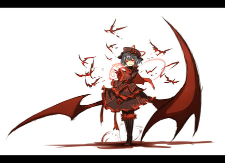 EX-remilia - red eyes, touhou, girl, wing, bat, remilia, scarlet