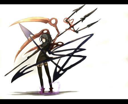 Nue Houjuu - scythe, nue, black hair, houjuu, trident, red eyes, touhou, wing, weapon, polearm