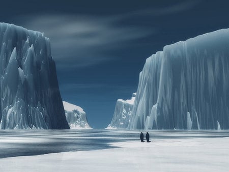 Icebergs - ice, winter, nature, penguins, icebergs, arctic, iceberg, bergs