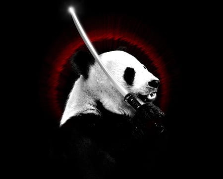 The Samari Panda - abstract, pandas, photoshop, art, bears, animals, japanese