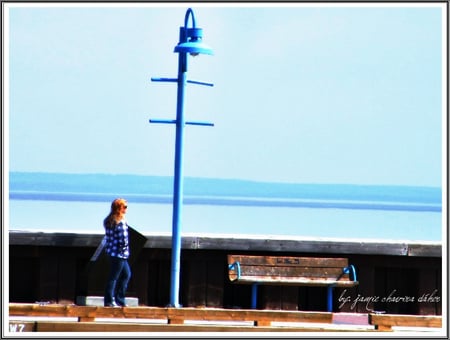 just walking - walking, lake, girl, dock